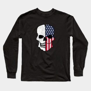 American Flag Skull Long Sleeve T-Shirt